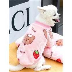 1 Stück Pinkes Haustier Erdbeer Fleece Jacke Für Katzen Und Hunde, Geeignet Für Den Täglichen Gebrauch