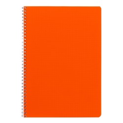 Тетрадь на гребне A4 60 листов в клетку Оранжевая, пластиковая обложка, блок офсет