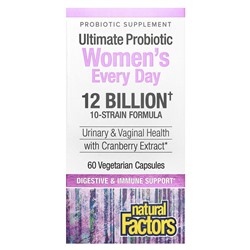 Natural Factors Ultimate Probiotic Women's Every Day, 12 миллиардов, 60 вегетарианских капсул