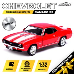 Машина металлическая CHEVROLET CAMARO SS, 1:32, открываются двери, инерция, цвет красный