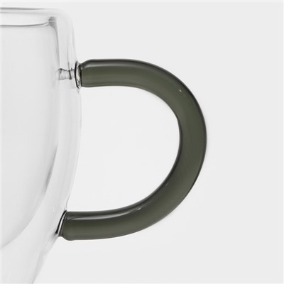 Чашка стеклянная с двойными стенками Magistro «Адель», 200 мл, цвет чёрный