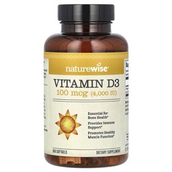 NatureWise Витамин D3 - 100 мкг (4000 МЕ) - 360 мягких капсул - NatureWise