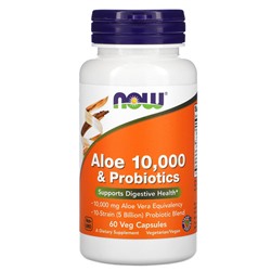 NOW Foods Алоэ 10,000 и Пробиотики - 60 растительных капсул - NOW Foods