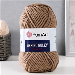 Пряжа "Merino bulky" 25% шерсть 75% акрил 100м/100гр (218 серо-бежевый)