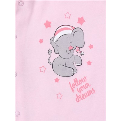 Розовый комбинезон "слоники 2020" для новорождённых (6381191)