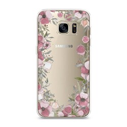 Силиконовый чехол Розовая цветочная рамка на Samsung Galaxy S7 edge