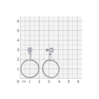 Серьги с фианитом родированные серебро 925*