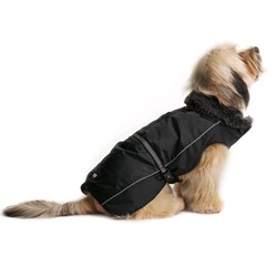 Нано куртка Dog Gone Smart Aspen parka зимняя с меховым воротником, ДС 66 см, чёрная