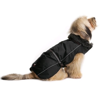 Нано куртка Dog Gone Smart Aspen parka зимняя с меховым воротником, ДС 66 см, чёрная