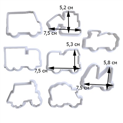 Набор форм для вырезания печенья Грузовой транспорт 8 шт