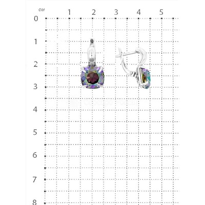 Серьги из серебра с кристаллами Swarovski Радуга родированные 925 пробы с-016-001PARSH