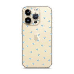 Силиконовый чехол Голубые сердечки паттерн на iPhone 14 Pro