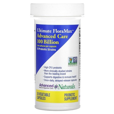 Advanced Naturals Ultimate FloraMax, Advanced Care, 100 Billion, 30 Vegetable Capsules