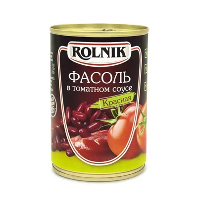 Фасоль красная в том.заливке ROLNIK 410 г ж/б (1/15шт) ( Речицы, Беларусь)