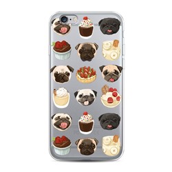 Силиконовый чехол Мопсы и сладости на iPhone 6