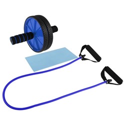 Набор для фитнеса ONLITOP: ролик для пресса, эспандер, цвет синий, уценка