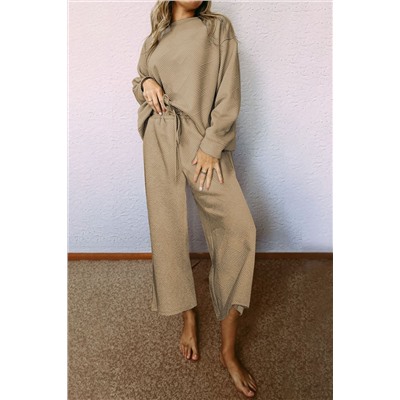 Khaki Ultra Loose Textured 2pcs Slouchy Outfit