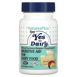 NaturesPlus Say Yes to Dairy, Пищеварительная помощь молочным продуктам, 50 жевательных таблеток