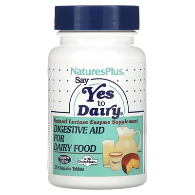 NaturesPlus Say Yes to Dairy, Пищеварительная помощь молочным продуктам, 50 жевательных таблеток