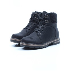 04-H823-1 BLACK Ботинки зимние женские (нубук, искусственный мех)