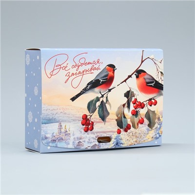 Коробка подарочная «Снегири», 16,5 х 12,5 х 5 см