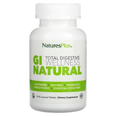 NaturesPlus Пищеварительные ферменты GI Natural - 90 двухслойных таблеток - NaturesPlus