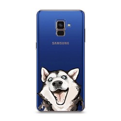 Силиконовый чехол Радостный хаски на Samsung Galaxy A8 2018