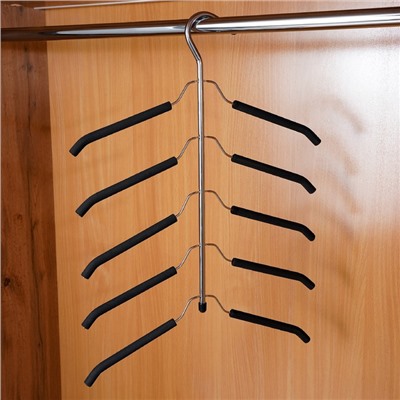 Плечики-вешалки для одежды Доляна, 5-ти уровневая, размер 40-44, антискользящее покрытие, цвет чёрный