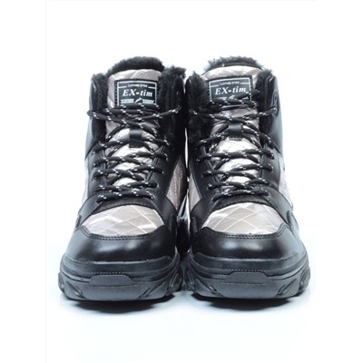 2222-4 BLACK Ботинки зимние женские (искусственные материалы)