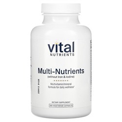 Vital Nutrients Мультипитательные вещества (без железа и йода), 180 вегетарианских капсул
