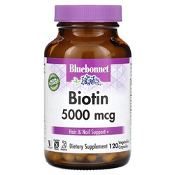 Bluebonnet Nutrition Биотин - 5000 мкг - 120 растительных капсул - Bluebonnet Nutrition