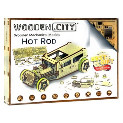 Wooden.City. Модель для конструирования "Автомобиль Hot Rod" арт.339 (фикс.цена)