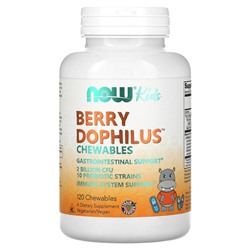 NOW Foods Berry Dophilus, Kids, 2 миллиарда КОЕ, 120 жевательных таблеток