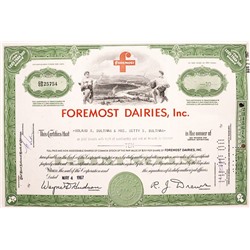 Акция Молочные заводы Foremost Dairies, США (1950-е, 1960-е гг.)
