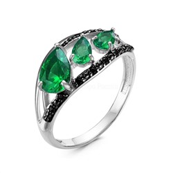 Кольцо из серебра с пл.кварцем цв.зелёный агат и фианитами родированное 925 пробы К-3540рс109216