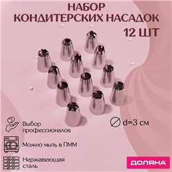 Набор насадок кондитерских Доляна, d=3 см, 12 шт