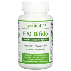 Hyperbiotics PRO-Bifido, Пробиотическая поддержка для людей старше 50 лет, 60 таблеток с пролонгированным высвобождением