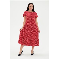 Платье женское из кулирки Кармелита горошек красный