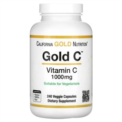 California Gold Nutrition, Gold C, витамин C класса USP, 1000 мг, 240 вегетарианских капсул