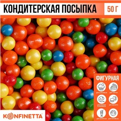 Посыпка кондитерская мягкая: голубая, жёлтая, зеленая, красная, оранжевая, 50 г.