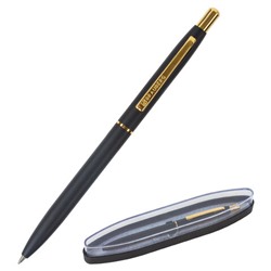 Ручка подарочная шариковая BRAUBERG Brioso, СИНЯЯ, корпус черный с золотистыми деталями, 143466