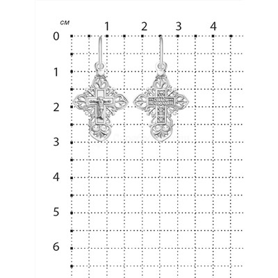Крест из серебра родированный - 3 см 925 пробы 3-084р