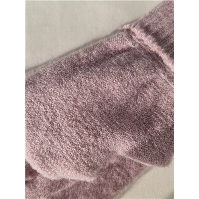 Перчатки женские, тёплые, рисунок на вязаном манжете, цвет лилово-розовый, арт 56.1057