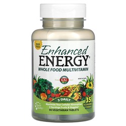 KAL Усиленная Энергия, Мультивитамин из цельных продуктов, Без железа - 90 вегетарианских таблеток - KAL