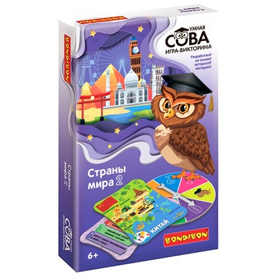 BONDIBON ВВ4843 Игра-викторина "Умная Сова. Страны мира-2"