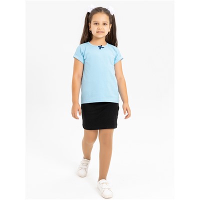 Голубая футболка "ШКОЛА 2022" для девочки (487750028)