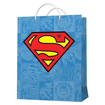 ND Play. Superman Пакет подарочный большой (голубой с логотипом) 220х310х100 мм арт.287065