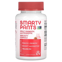 SmartyPants Пребиотик и Пробиотик для Взрослых, Клубничный Крем - 7 миллиардов КОЕ - 60 жевательных конфет - SmartyPants