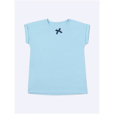 Голубая футболка "ШКОЛА 2022" для девочки (487750028)