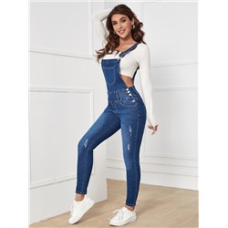 SHEIN Essnce Jumpsuit mit Riss, Tasche Flicken, Denim